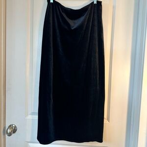 Vintage Y2K Currants Black Velour Pull On Maxi Skirt, Large